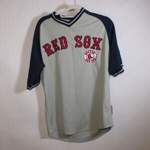 Stitches Gray Red Sox V Neck Jersey With Embroidered Logo Size XL